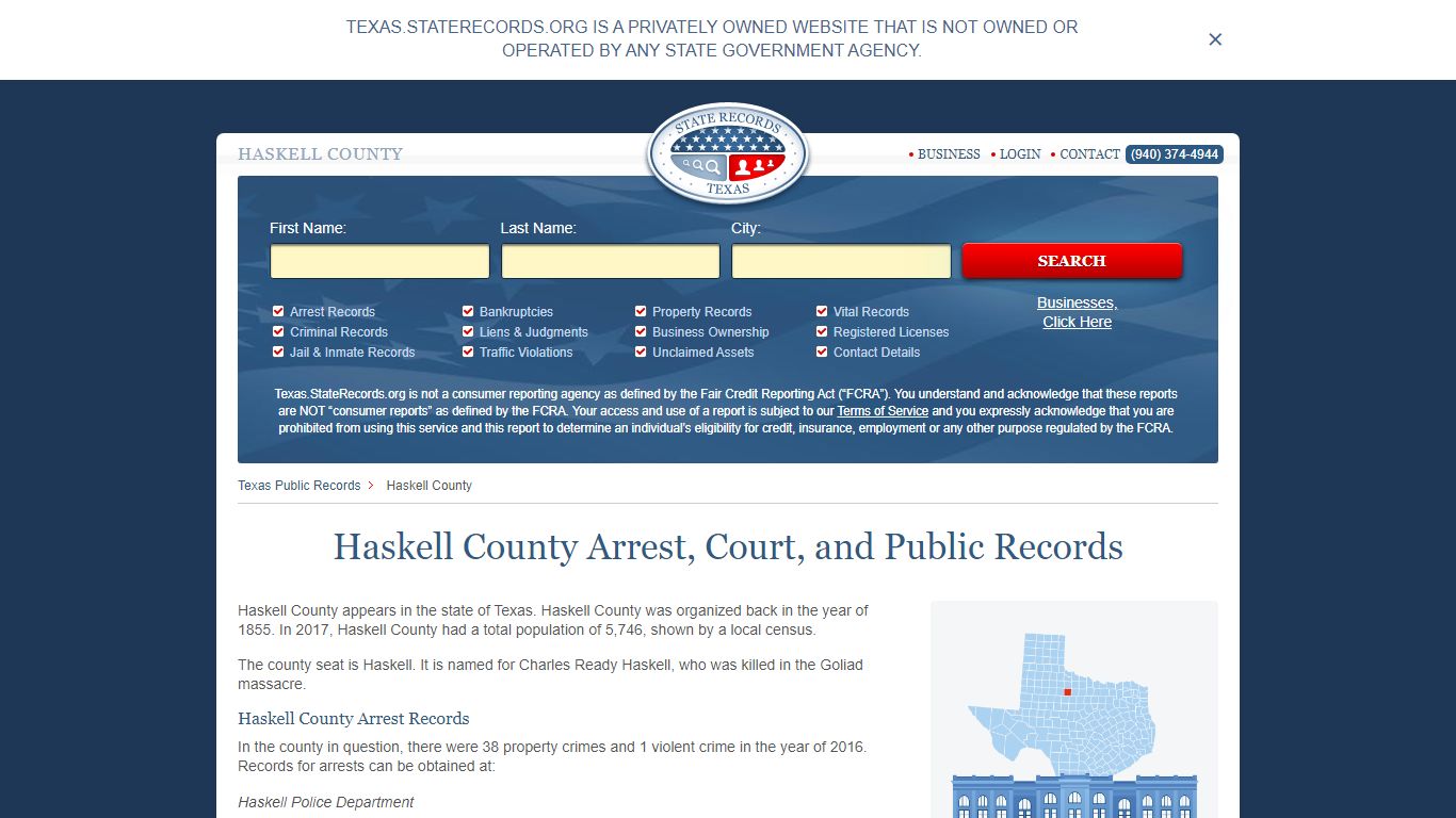 Haskell County Arrest, Court, and Public Records